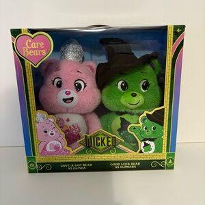 Wicked X Care Bears 2-Pack Love-a-Lot Bear Glinda Good Luck Bear Elphaba RARE!